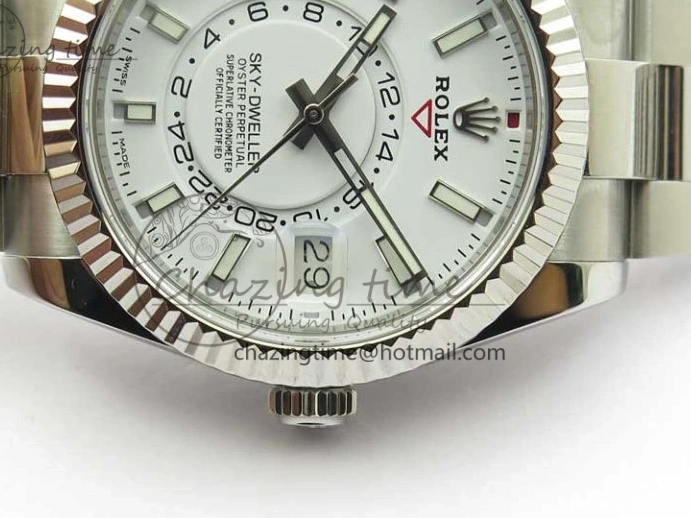 Good Copy Rolex Watches TechFriendly Bracelet to 2880 White Best Dial 326934 1:1 on 23J Edition Asian SS Noob SS Sky-Dweller 1219